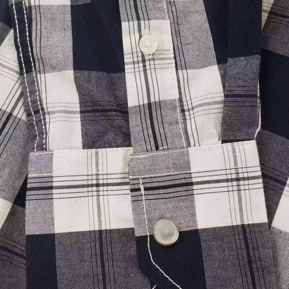 Coastal Shirt Men's Medium Plaid Button Front Long Sleeve Collared Blue White - Picture 4 of 5